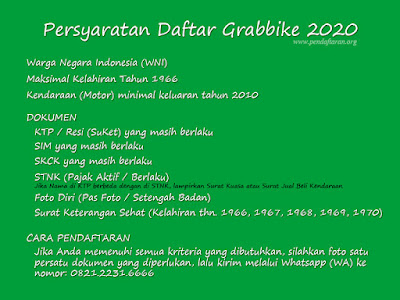 Persyaratan Daftar Grabbike 2020