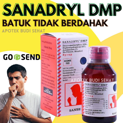 Jual Sanadryl DMP Obat Batuk Kering Batuk Tidak Berdahak Obat Flu 120mL -  +Bubble wrap - Kota Bandung - BudiSehat | Tokopedia
