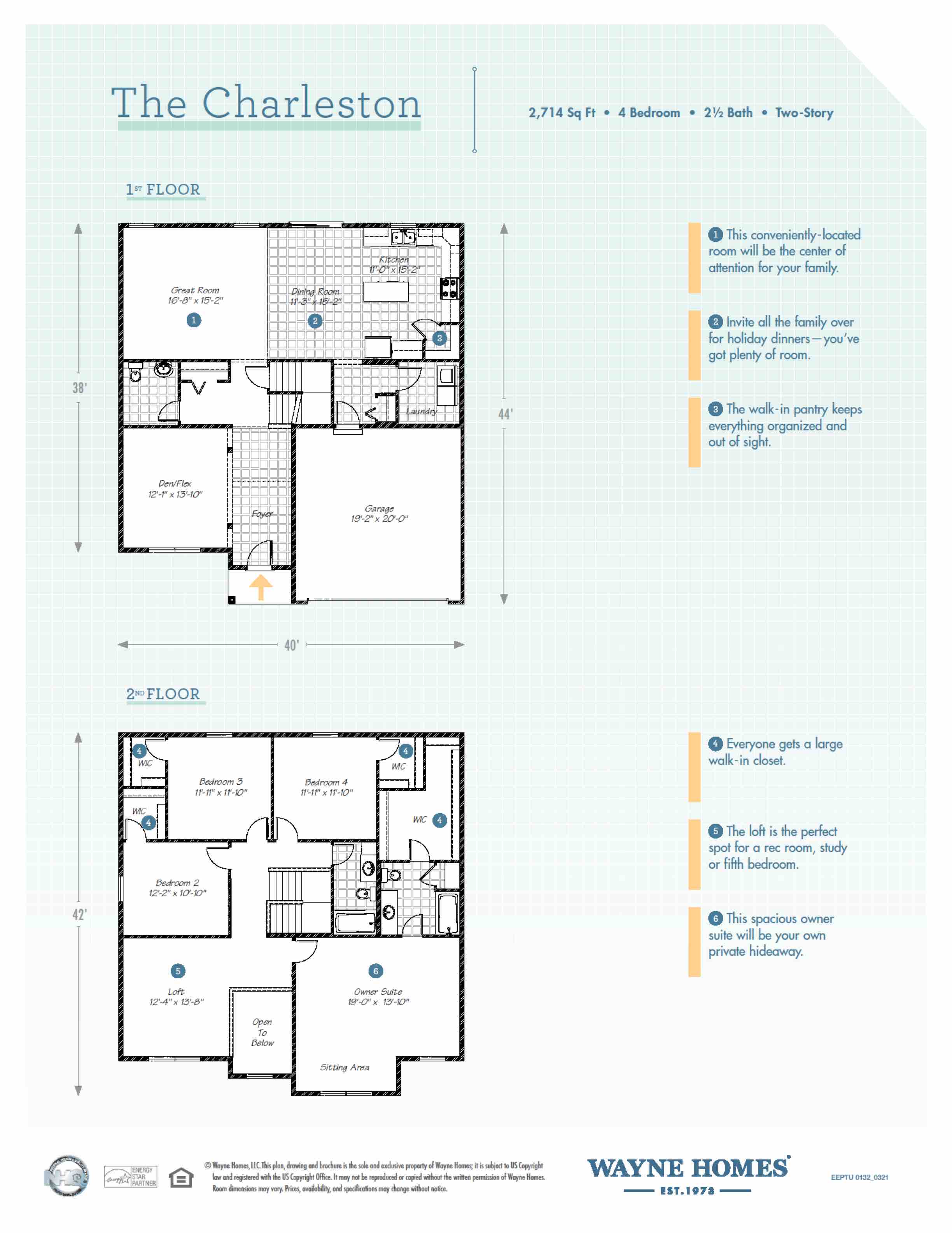 Charleston Floor Plan: Two-Story Custom Home - Wayne Homes